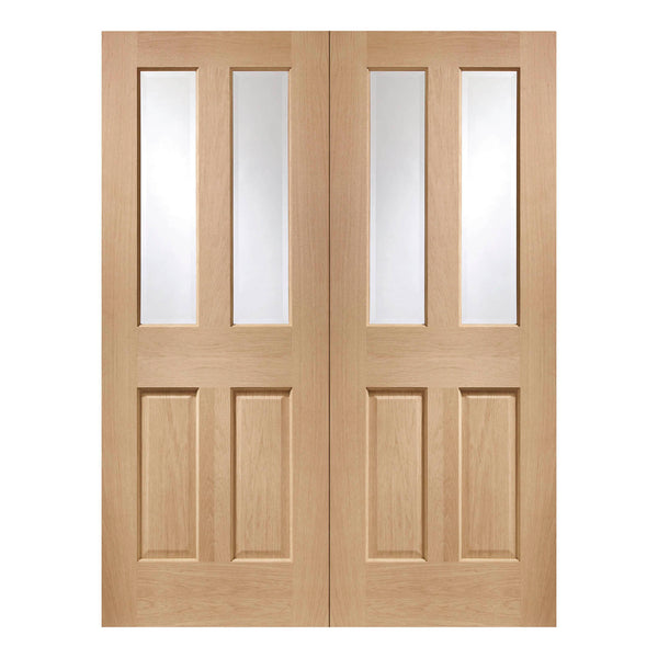 Internal Oak Malton Double Door with Clear Bevelled Glass