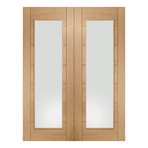 Internal Oak Palermo Double Door with Clear Glass