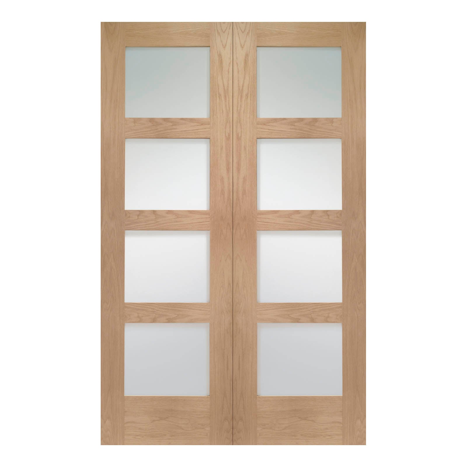 Internal Oak Shaker Double Door with Clear Glass