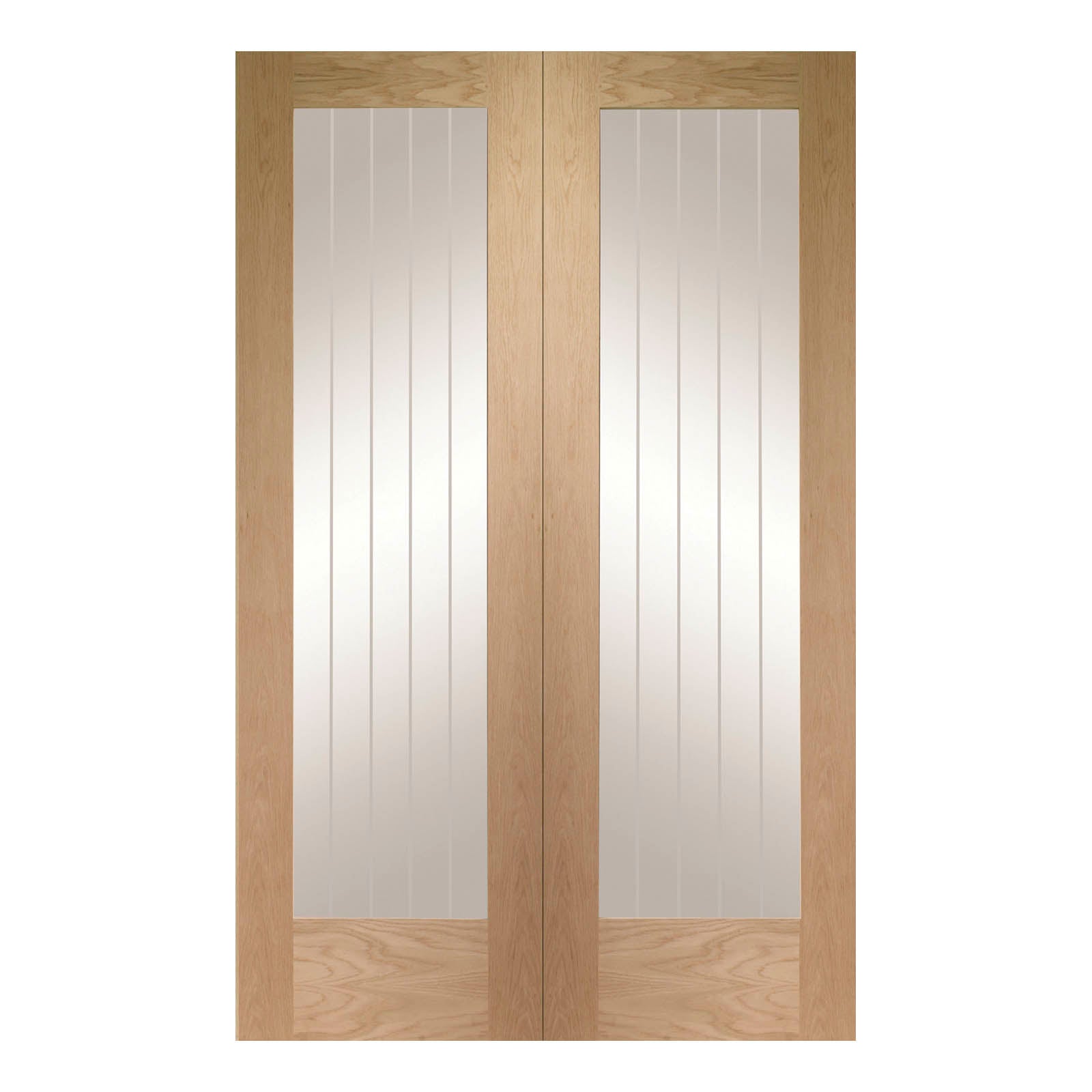 Internal Oak Suffolk Pattern 10 Double Door with Clear Etched Glass
