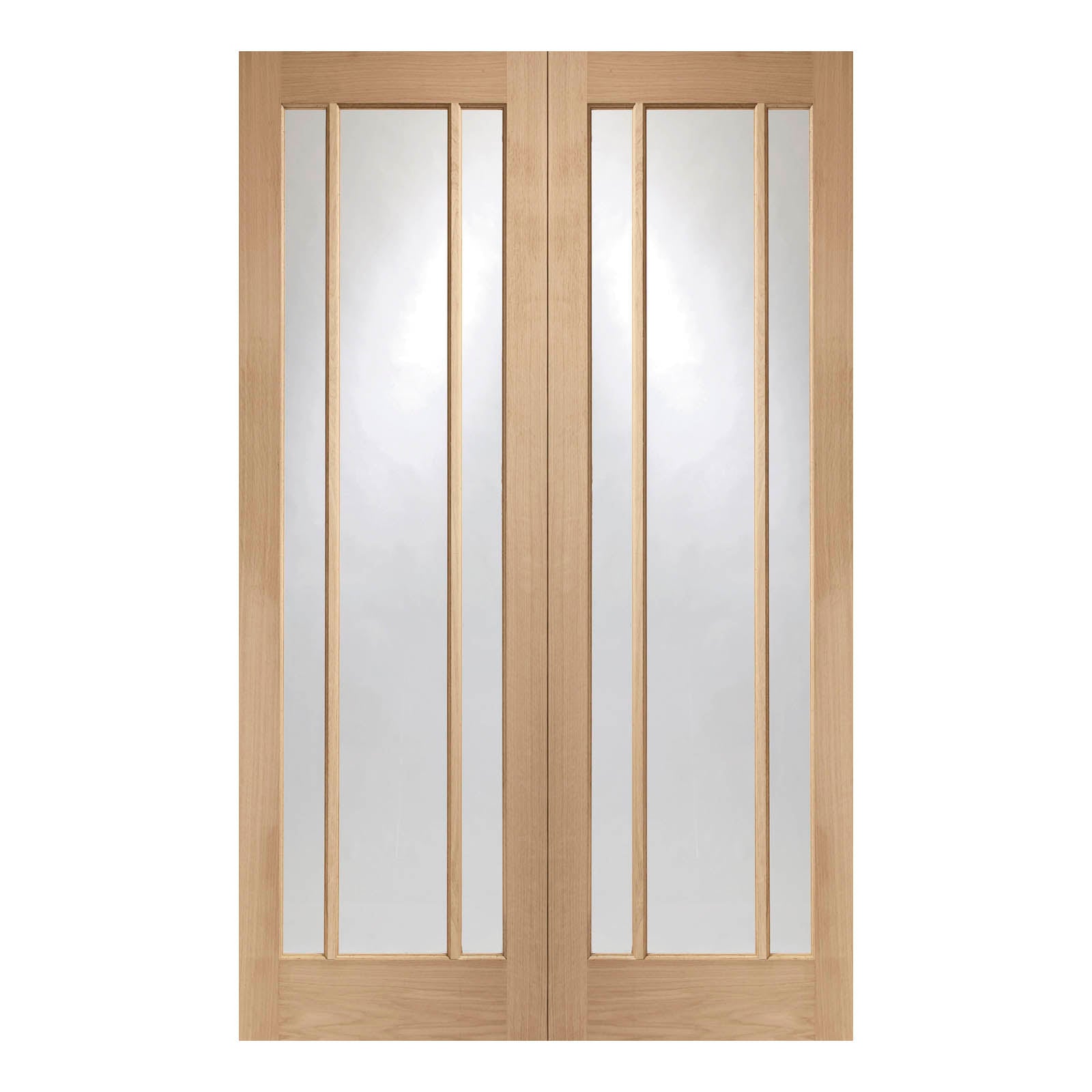 Internal Oak Worcester Double Door with Clear Glass
