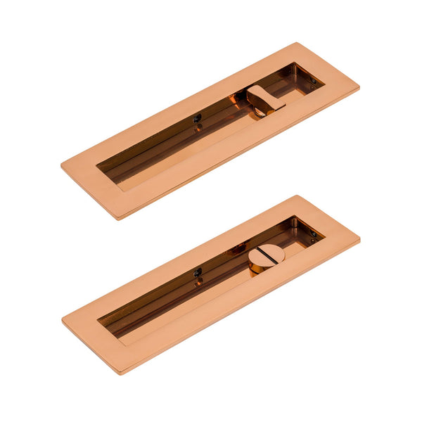 SHOW 175mm Polished Brass Plain Rectangular Flush Pull - Privacy Set