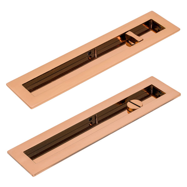 SHOW 250mm Polished Bronze Plain Rectangular Flush Pull - Privacy Set