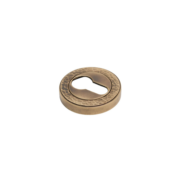  Image of Hammered Euro Escutcheon in Polished Bronze finish