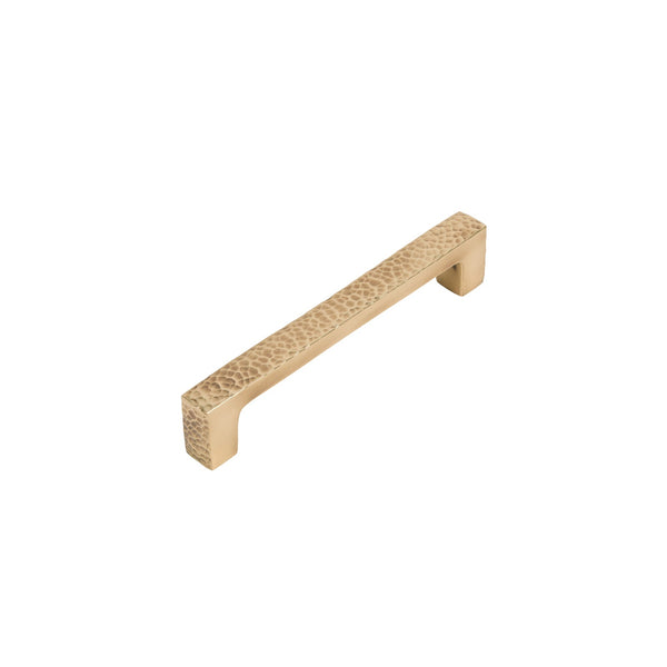  Image of 142mm Polished Bronze Hammered Square Pull Handles