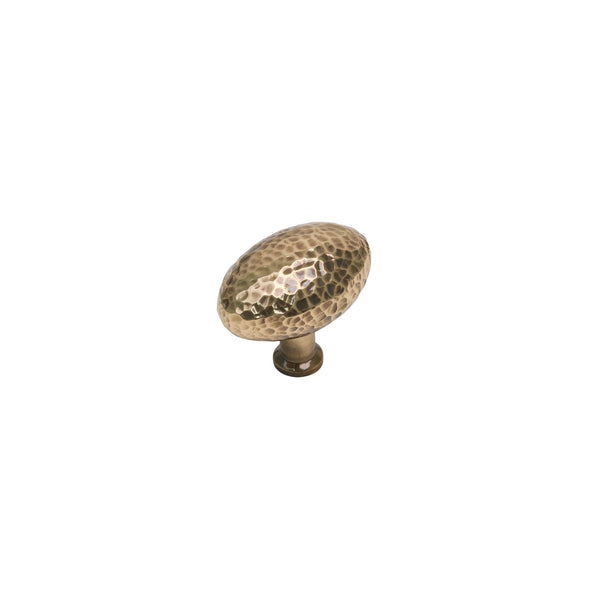  Image of Hammered Oval Cabinet Knob in Polished Bronze finish