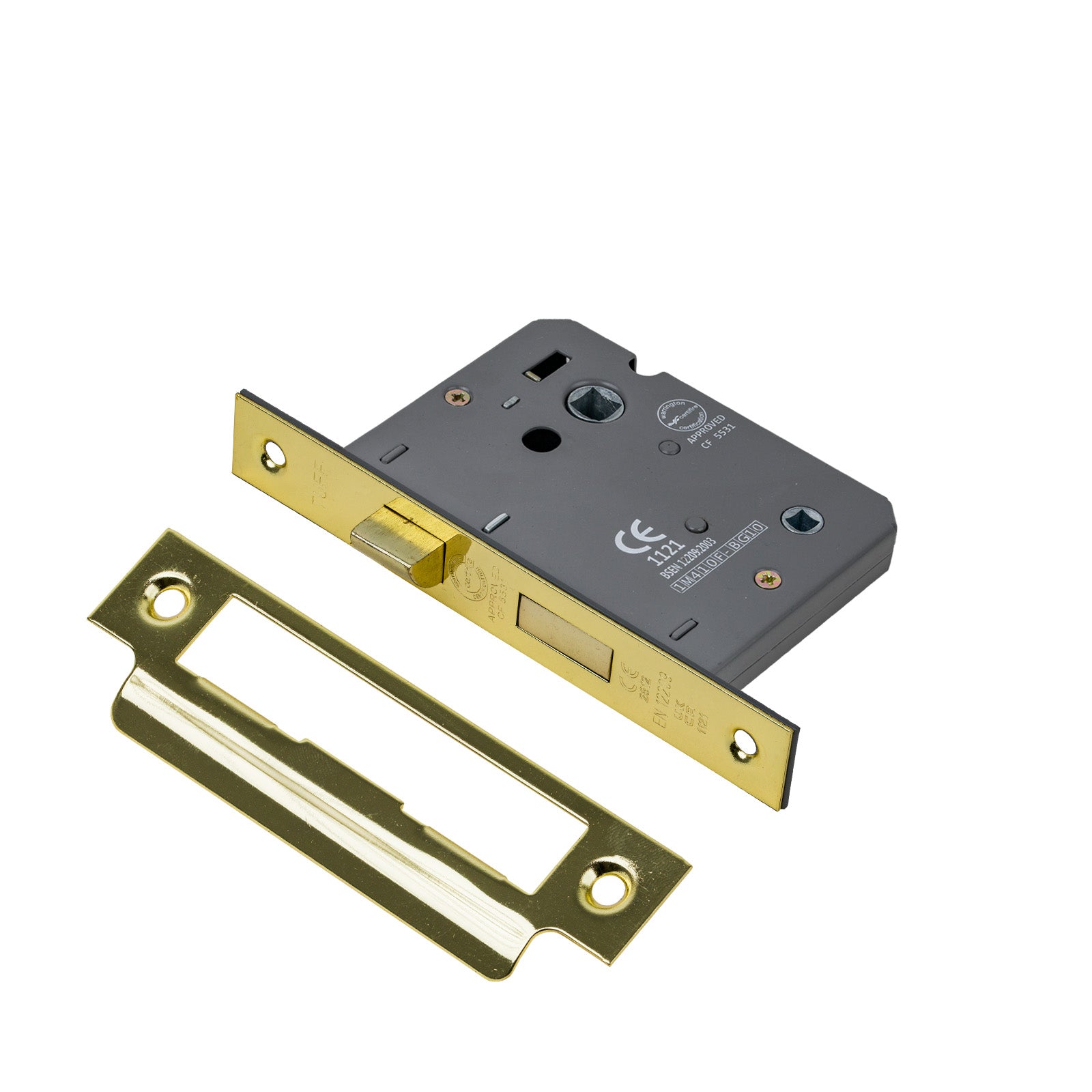 SHOW Bathroom Sash Lock - 3 Inch with Polished brass finished forend and striker plate