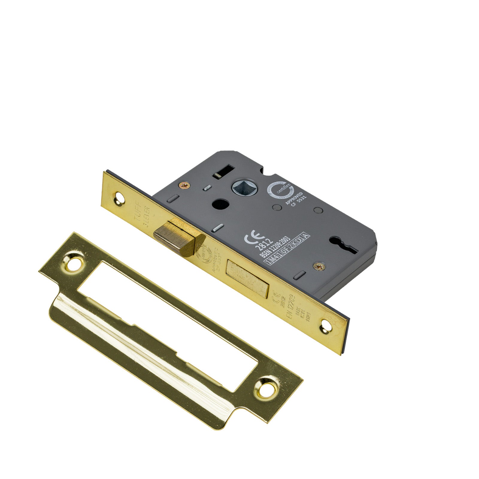 SHOW 3 Lever Sash Lock - 2.5 Inch with Polished brass finished forend and striker plate