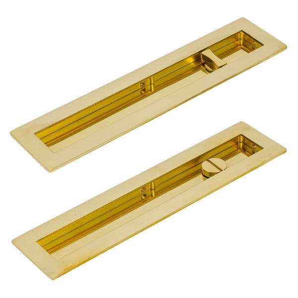SHOW 250mm Polished Brass Plain Rectangular Flush Pull - Privacy Set