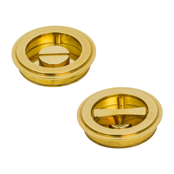 SHOW Polished Brass Art Deco Round Pull - Privacy