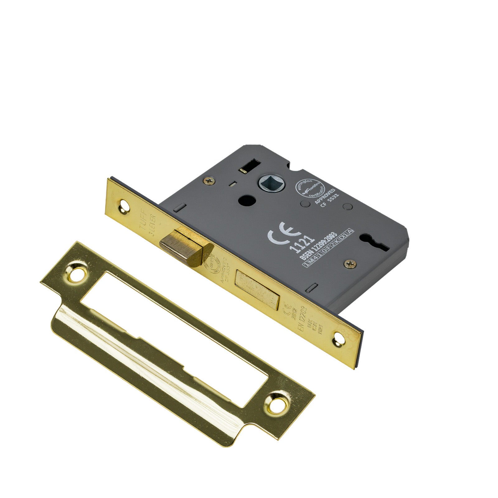 SHOW 3 Lever Sash Lock - 3 Inch with Polished brass finished forend and striker plate