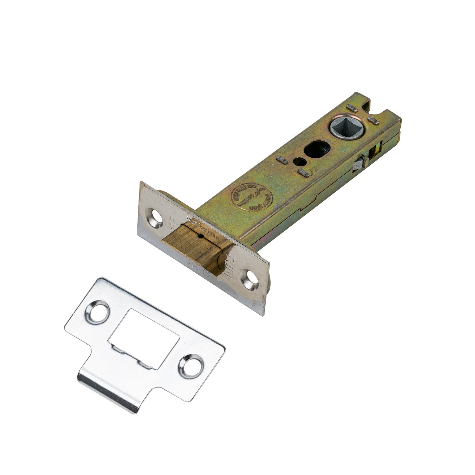 SHOW Heavy Duty Tubular Latch - 4 Inch with Polished Chrome finished forend and striker plate