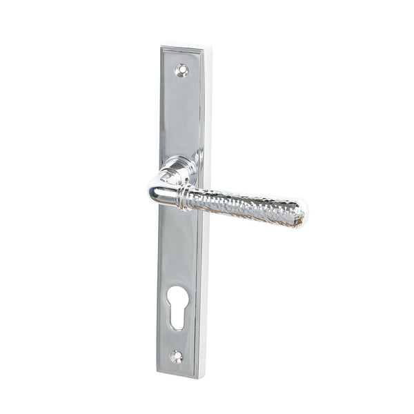 SHOW Polished Chrome Hammered Newbury Slimline Multipoint Door Handle
