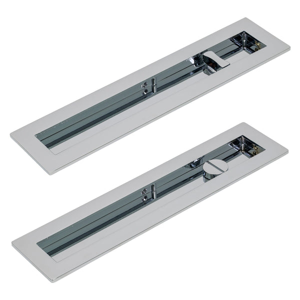 SHOW 250mm Polished Chrome Plain Rectangular Flush Pull - Privacy Set