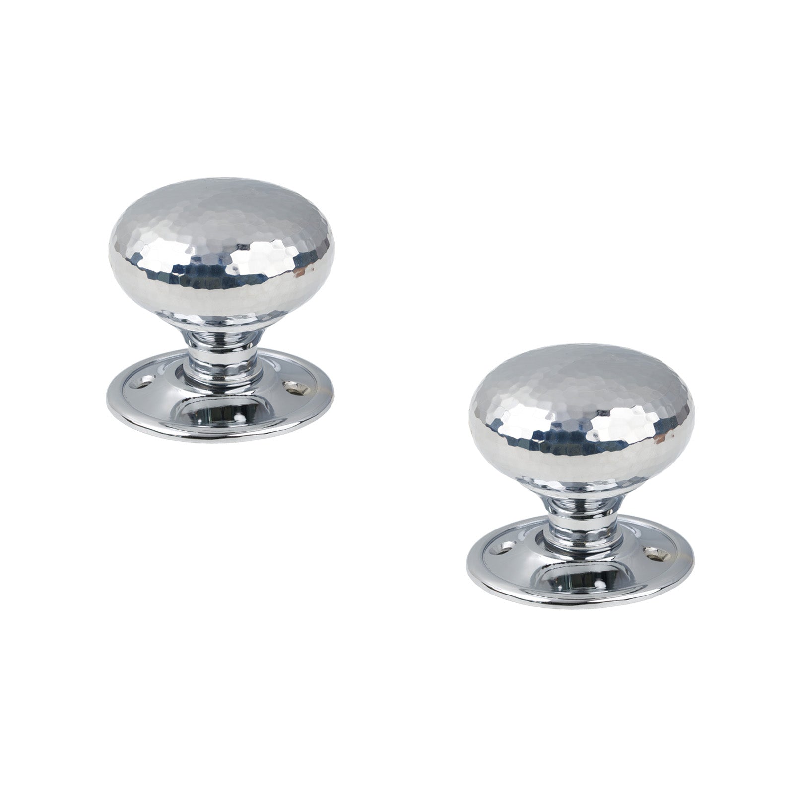 SHOW Polished Chrome Hammered Mushroom Mortice Knobs