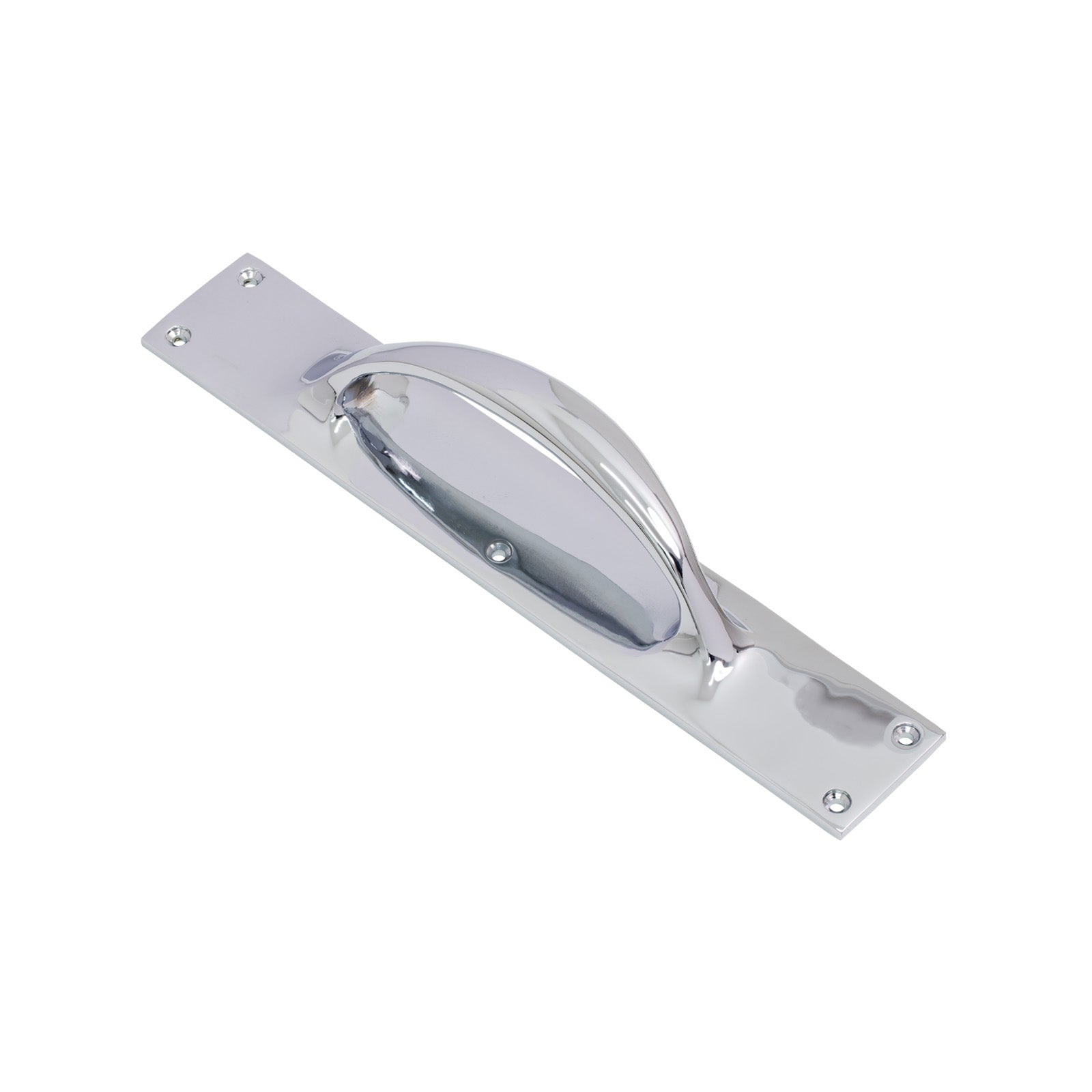 SHOW Image of 303mm Polished Chrome Door Pull Handle on Low Profile Back Plate