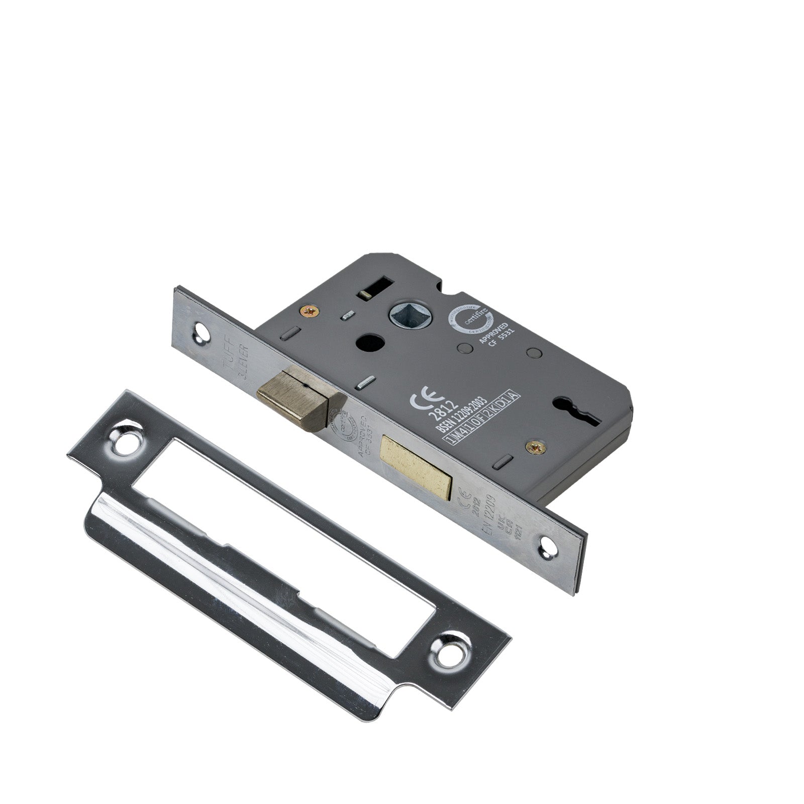 SHOW 3 Lever Sash Lock - 2.5 Inch with Polished Chrome finished forend and striker plate