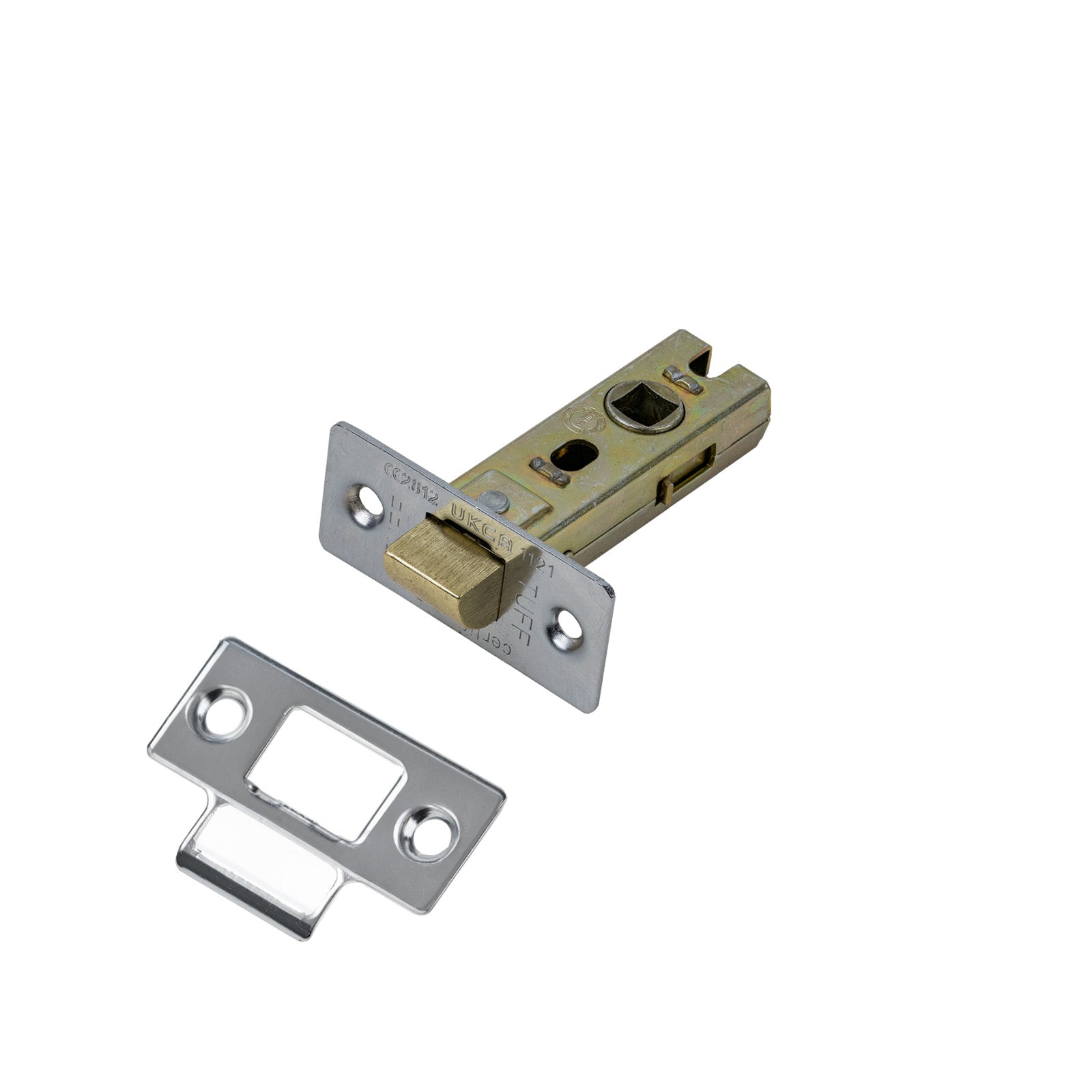 SHOW Tubular Latch - 2.5 Inch with Polished Chrome finished forend and striker plate