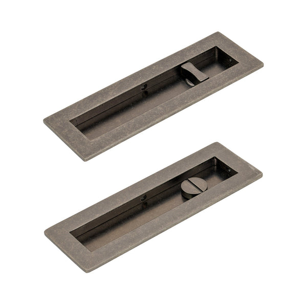SHOW 175mm Polished Chrome Plain Rectangular Flush Pull - Privacy Set