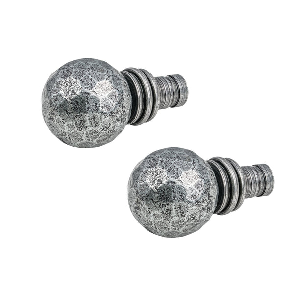 SHOW Pewter Hammered Ball Curtain Finial - Pair