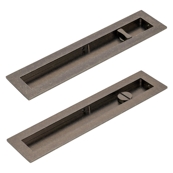 SHOW 250mm Pewter Plain Rectangular Flush Pull - Privacy Set