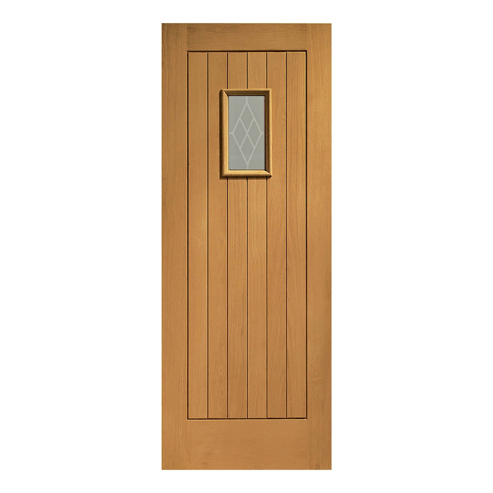 External Oak Chancery Door with Double Glazed Decorative Glass