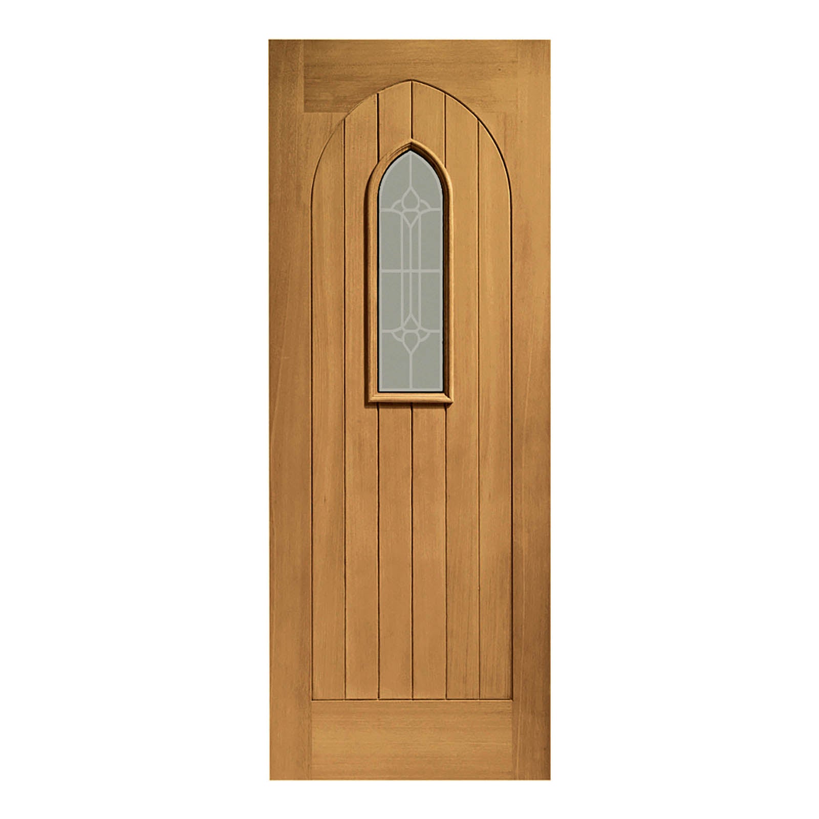 External Oak Westminster Door with Double Glazed Decorative Glass