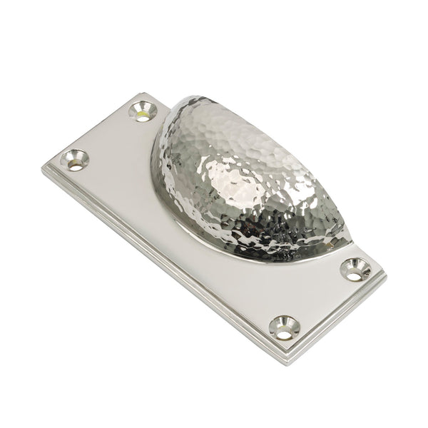 SHOW Polished Nickel Hammered Art Deco Drawer Pull