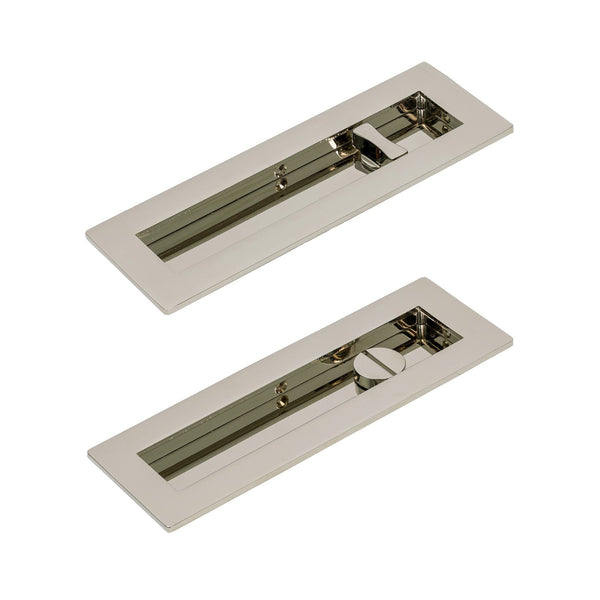 SHOW 175mm Pewter Plain Rectangular Flush Pull - Privacy Set