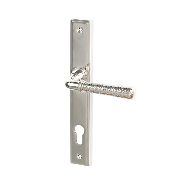 SHOW Polished Nickel Hammered Newbury Slimline Multipoint Door Handle