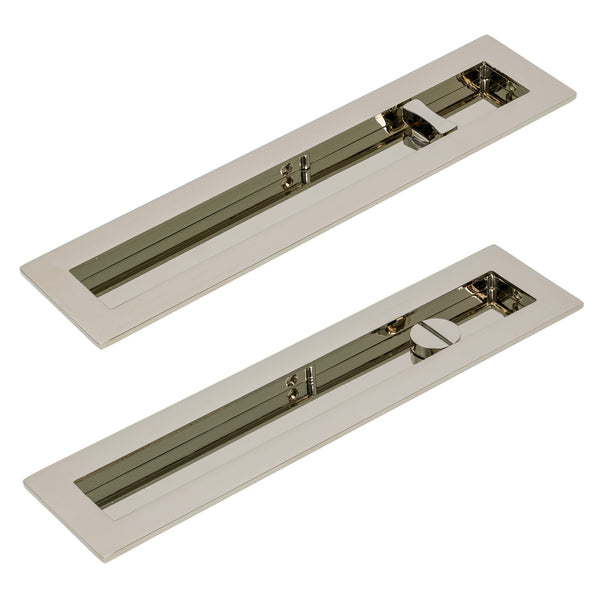SHOW 250mm Polished Nickel Plain Rectangular Flush Pull - Privacy Set