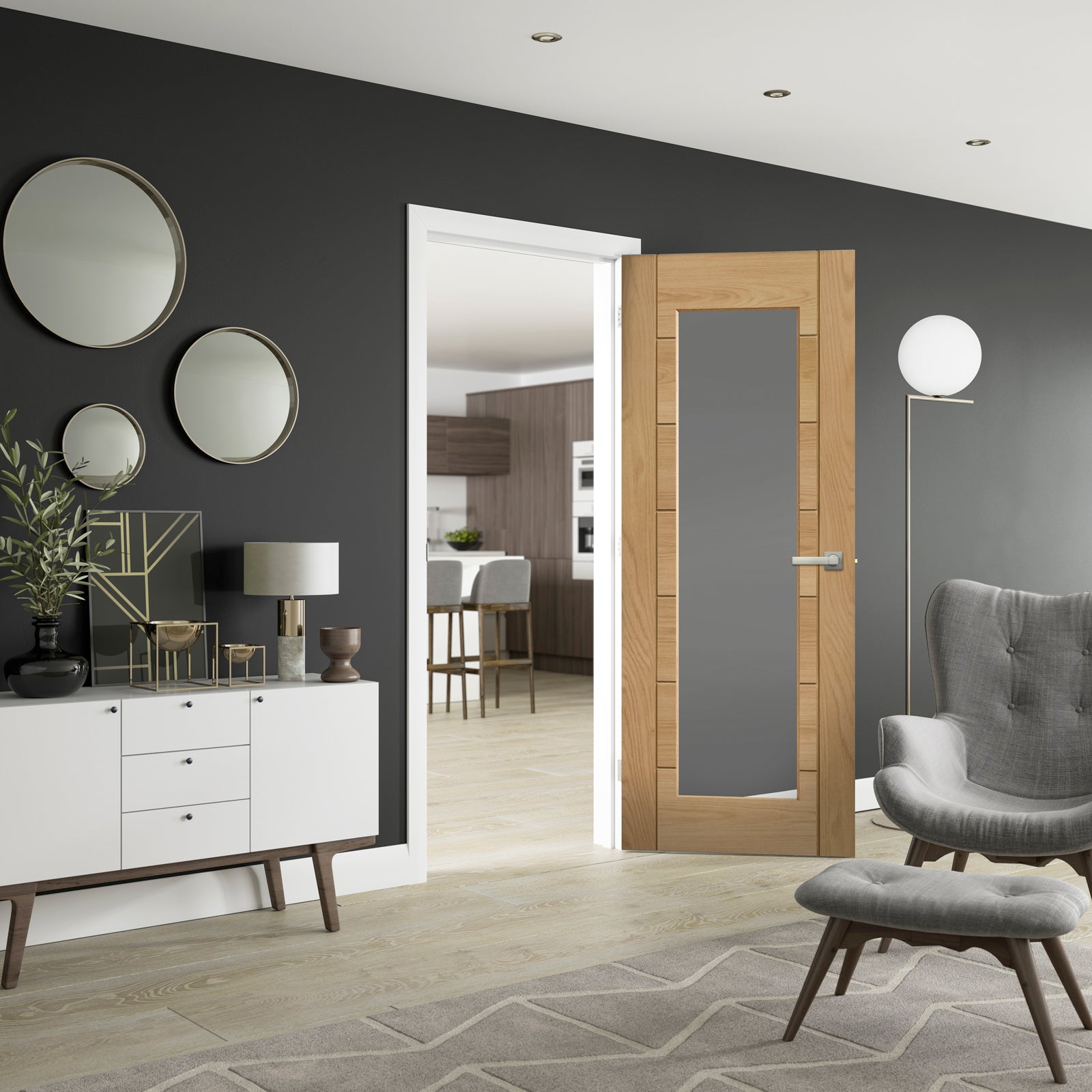 SHOW Internal Oak Palermo Door with Clear Glass lifestyle