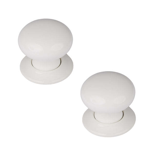 Plain White Ceramic Door Knob on Ceramic Rose
