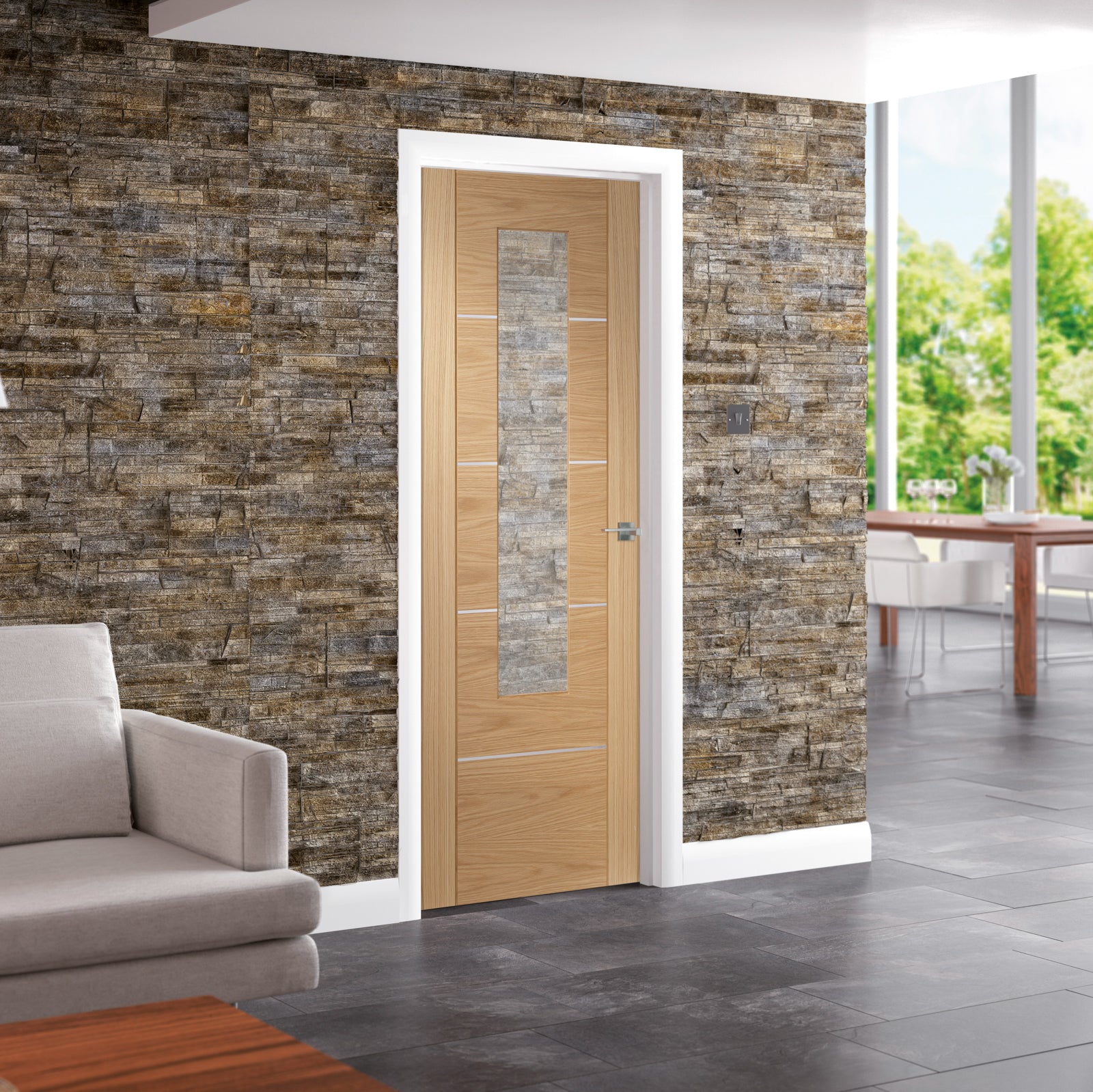 SHOW Internal Oak Portici Door with Mirror lifestyle