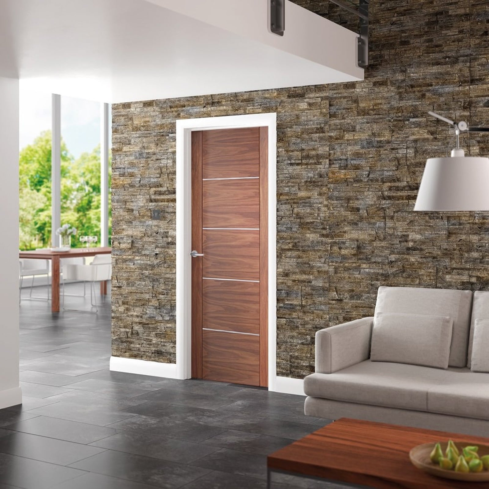 SHOW Internal Walnut Portici Fire Door lifestyle