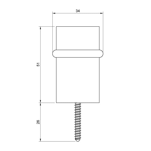  Technical drawing of a floor mounted door stop with dimensions
