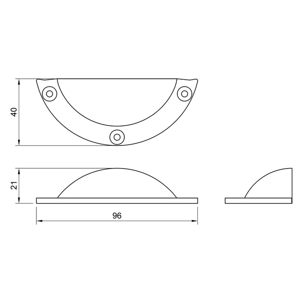 technical drawing of Bronze Traditional Cup Pull