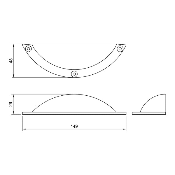  technical drawing of Bronze Elongated Cup Pull