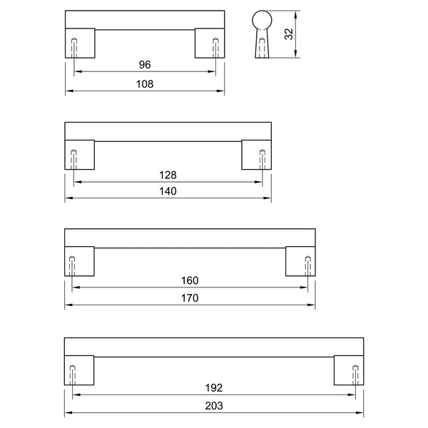  Bronze Axiom Cabinet Pull Handle tech Drawing