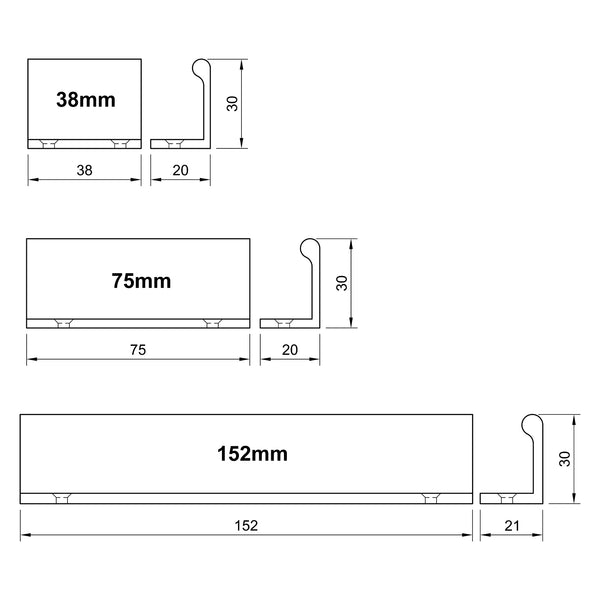  Technical Drawing of Bronze Cabinet Edge Pull