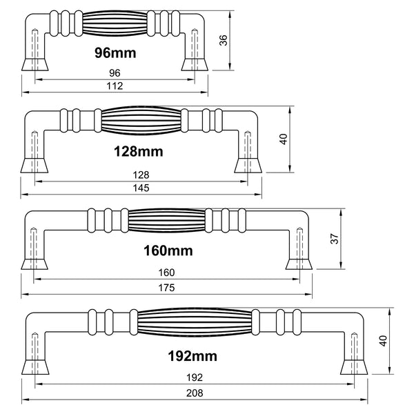  Bronze Tuscany Cabinet Pull Technical Drawings