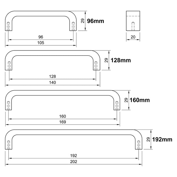  Tech Drawing of Bronze D Shaped Cabinet Pull Handle
