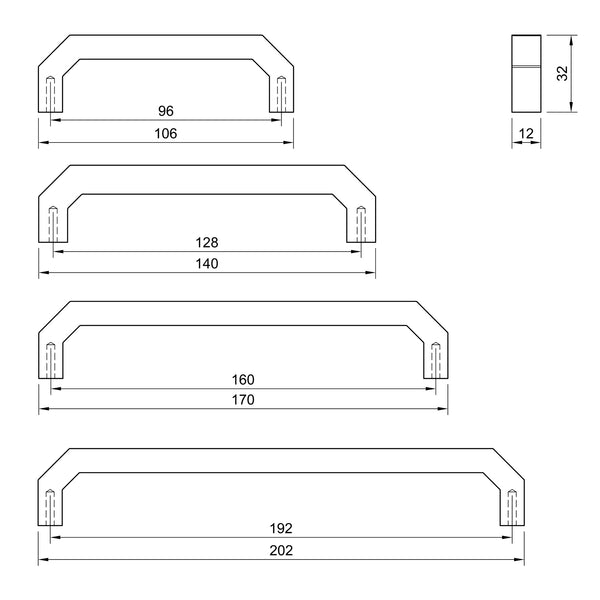  Bronze Angular Cabinet Pull Handle Tech Drawing