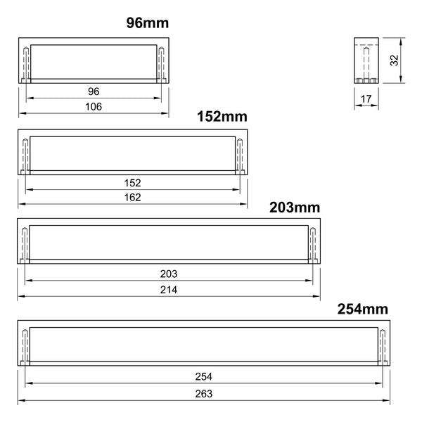  Bronze Box Cabinet Pull Handle Tech Drawing