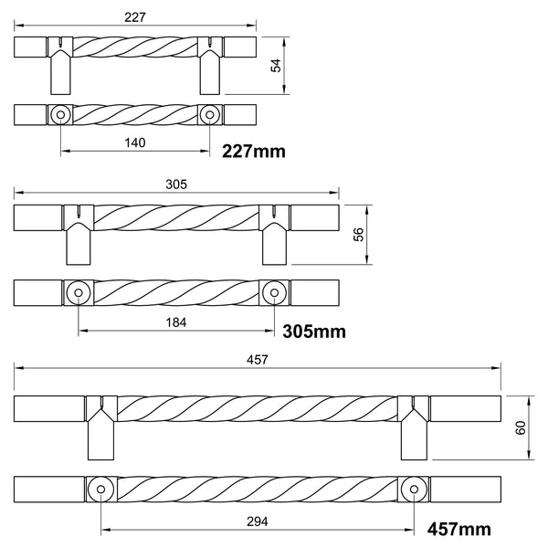  Technical Drawing of Bronze Rope Door Pull Handle