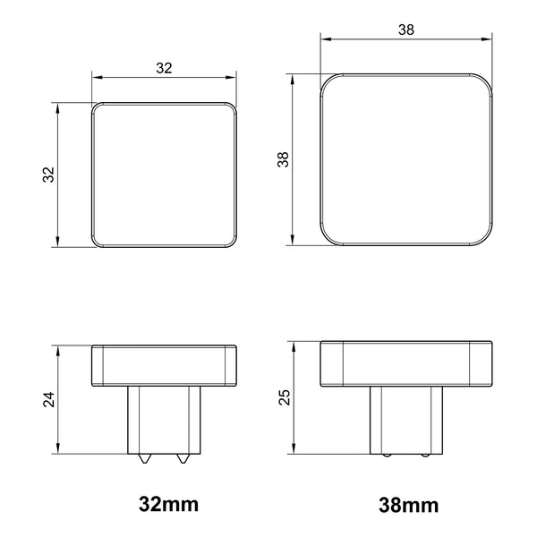  Technical drawing of a cabinet knob with dimensions labeled
