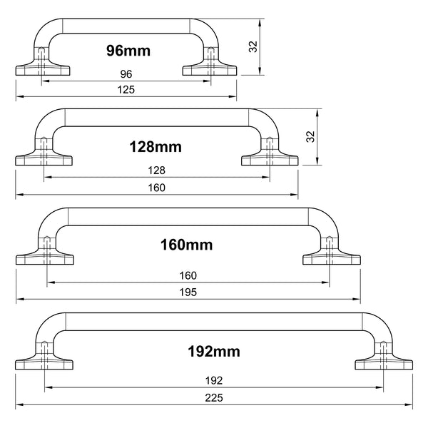  Technical Drawing of Bronze Traditional Cabinet Pull Handle