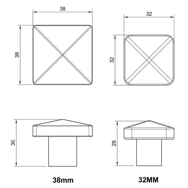  Technical drawing of a cabinet knob with dimensions labeled