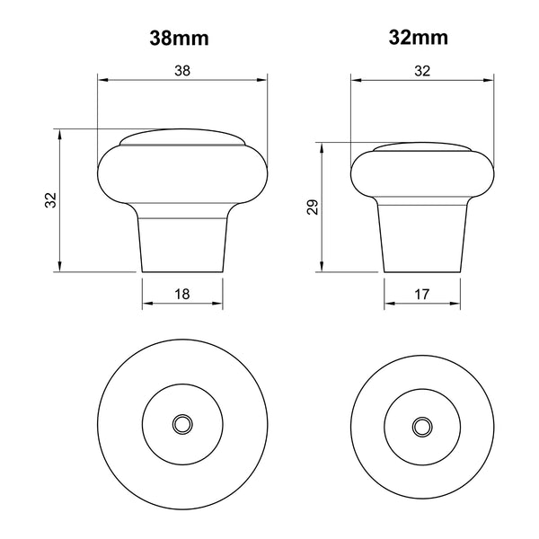  Technical Drawing of bronze cabinet knob RDB3990