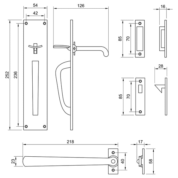  Technical Drawing of Bronze Thumblatch
